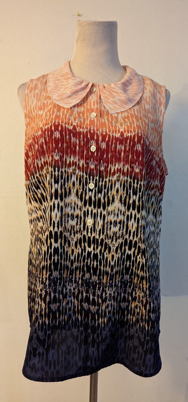 Cabi sz M Love Blouse multi color peter pan collar tank top shirt 3078 1788